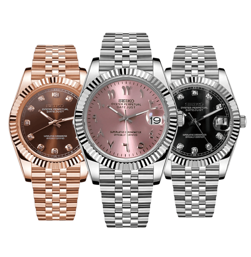 Seiko Datejust mod with olive Arabic dial