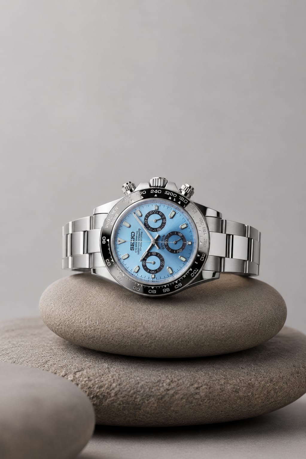 Seiko Daytona Mod | Ice Blue Black Bezel