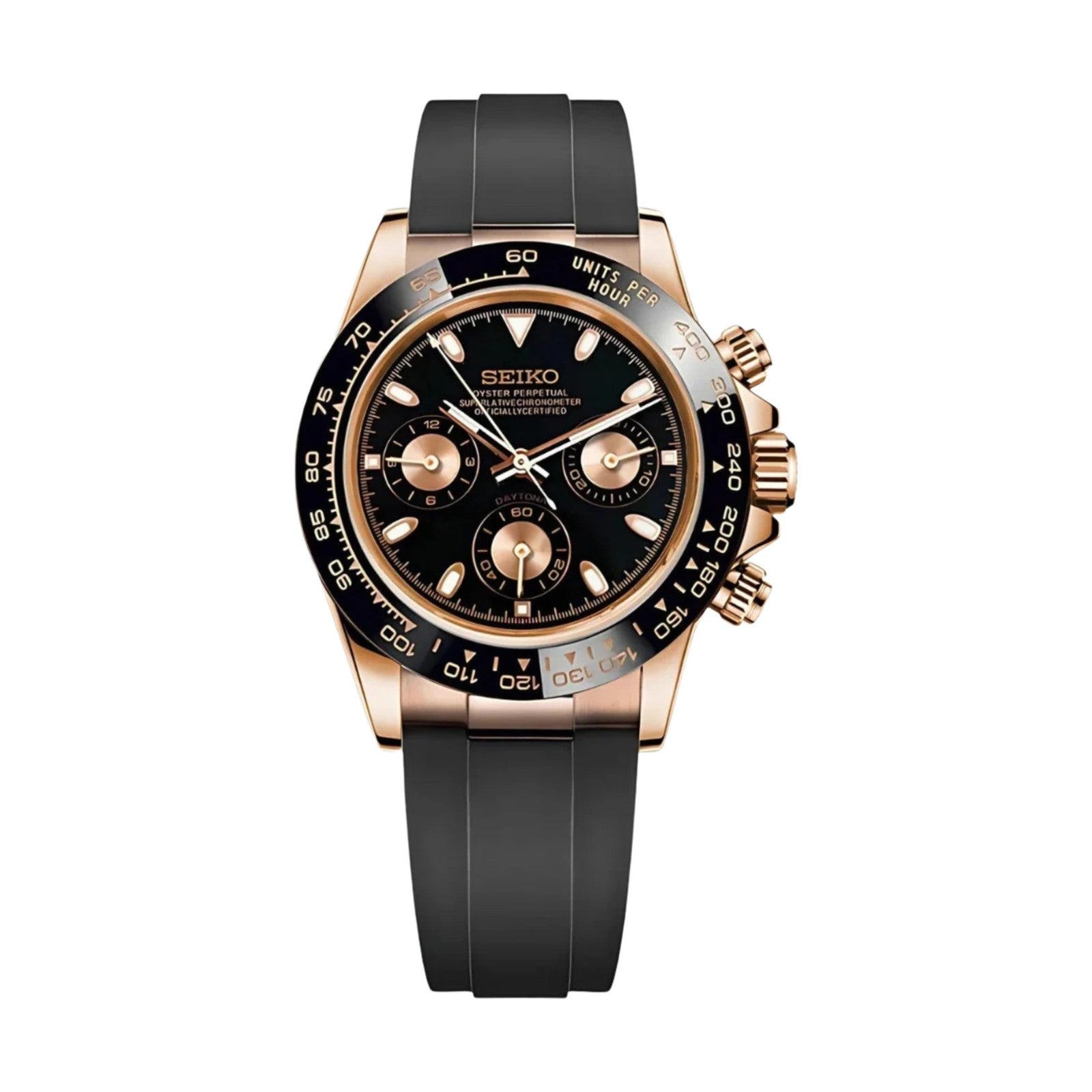 SeikTona (Black & Rose Gold) chronograph