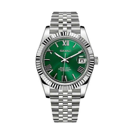 Seiko Datejust mod watch — Green Roman