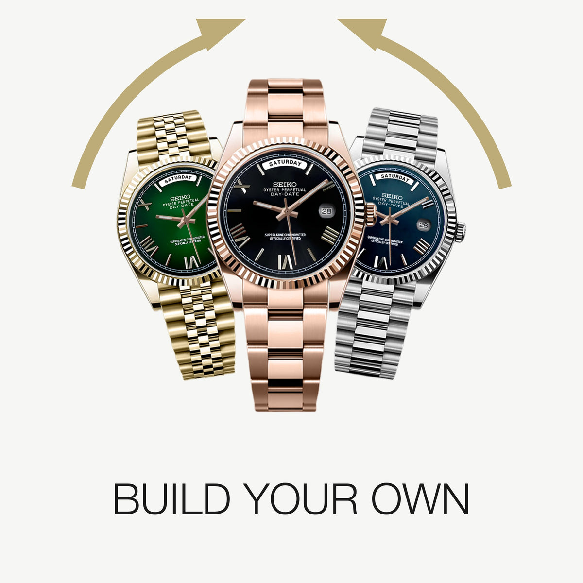 Build your own Day-Date custom mod watch: pick the case, dial and bracelet