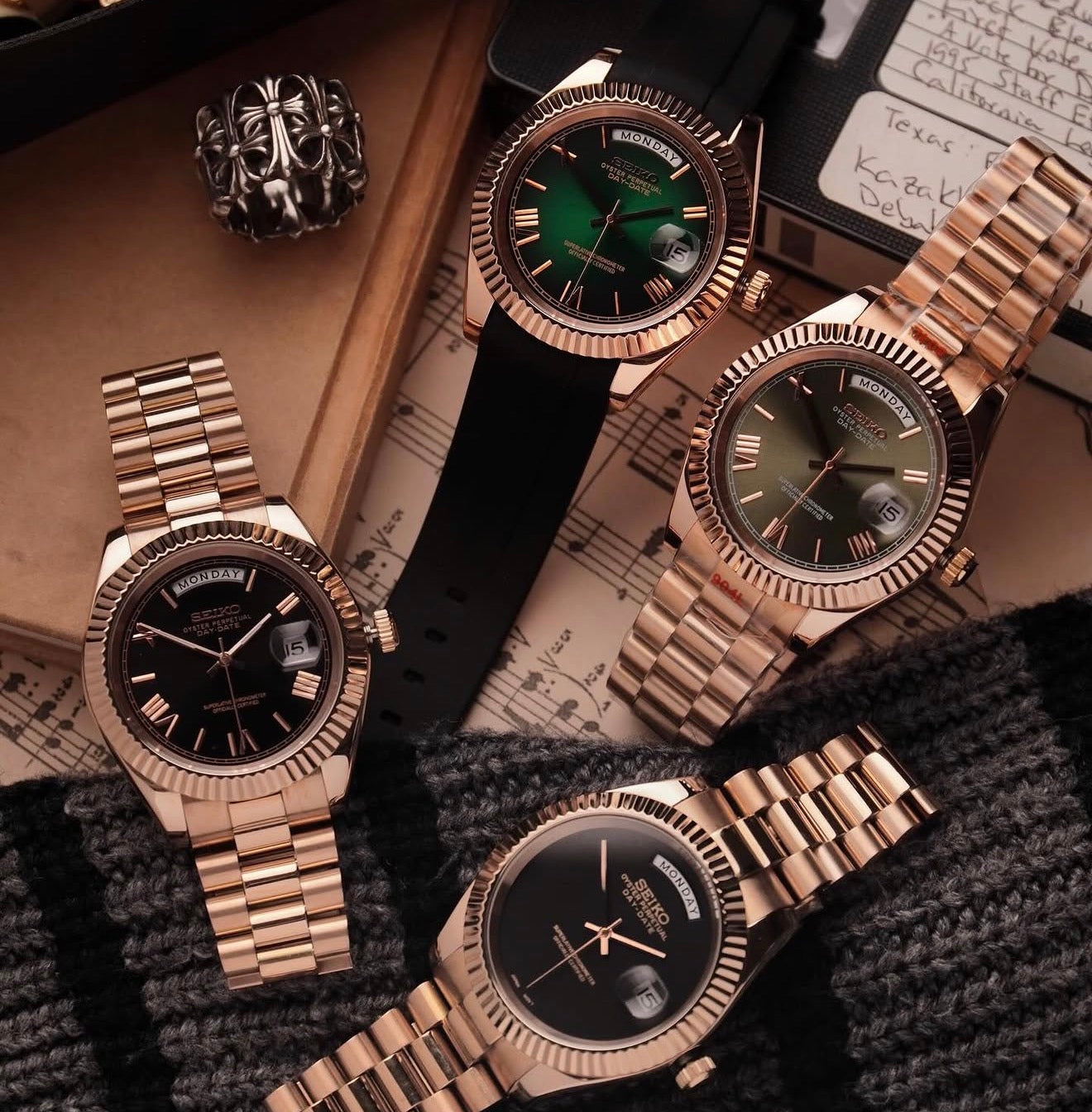 Seiko Daytona Mod | Rose Gold Blue Rubber