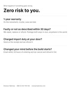 Zero risk to you: 1-year warranty, repair replace or refund within 30 days with postage both ways covered, import duty refunded, 24-hour cancellation.