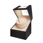 Single watch winder, matte black with off-white interior