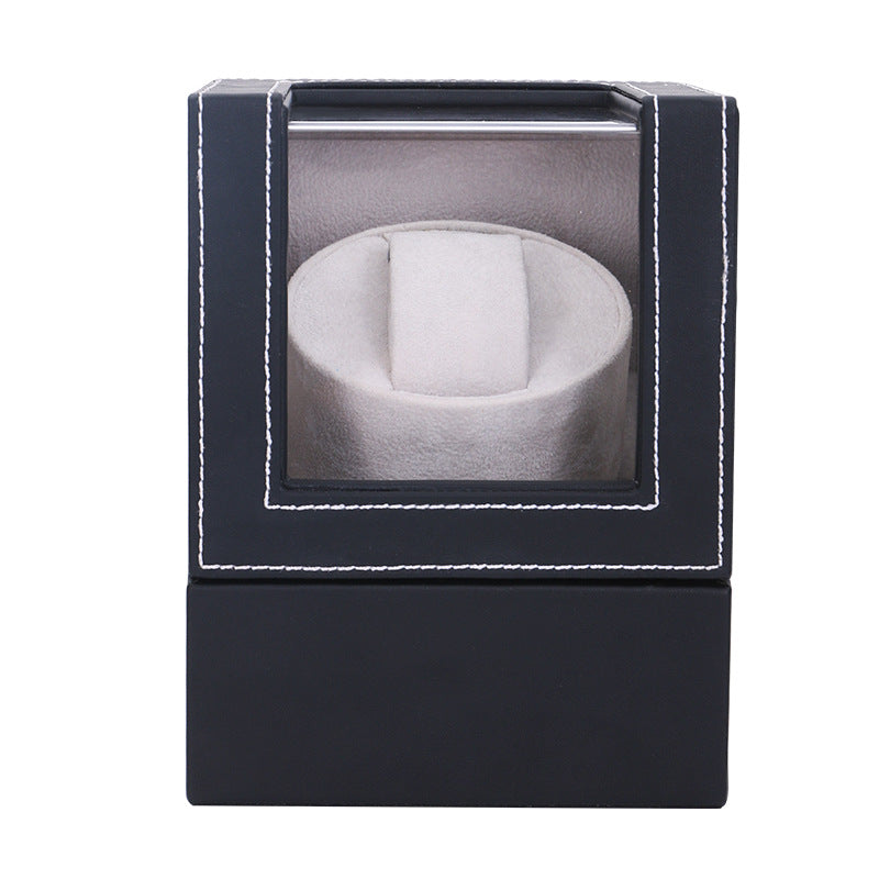 Single watch winder, matte black with off-white interior