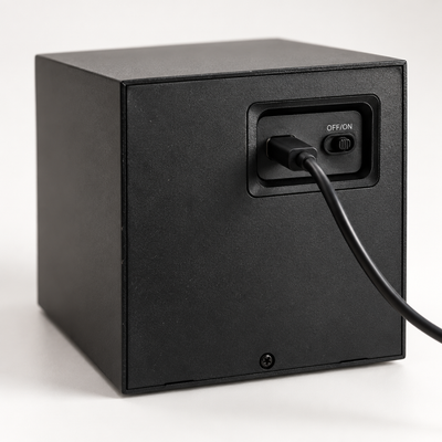 Back of the watch winder with USB-C port and on/off switch