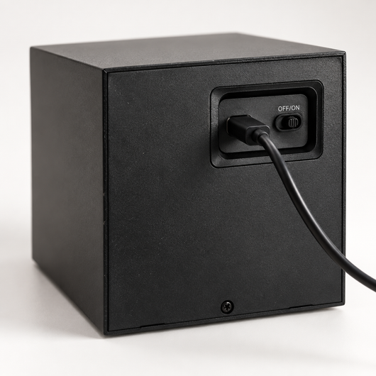 Back of the watch winder with USB-C port and on/off switch