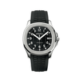 Aquanaut (Black) Seiko NH35 automatic mod watch. A black dial watch with a octagonal bezel and a rubber strap, shown in a full product shot.