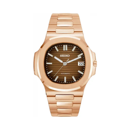 SeikNautilus (Rose Gold, Chocolate) | NH35 Custom Mod Watch