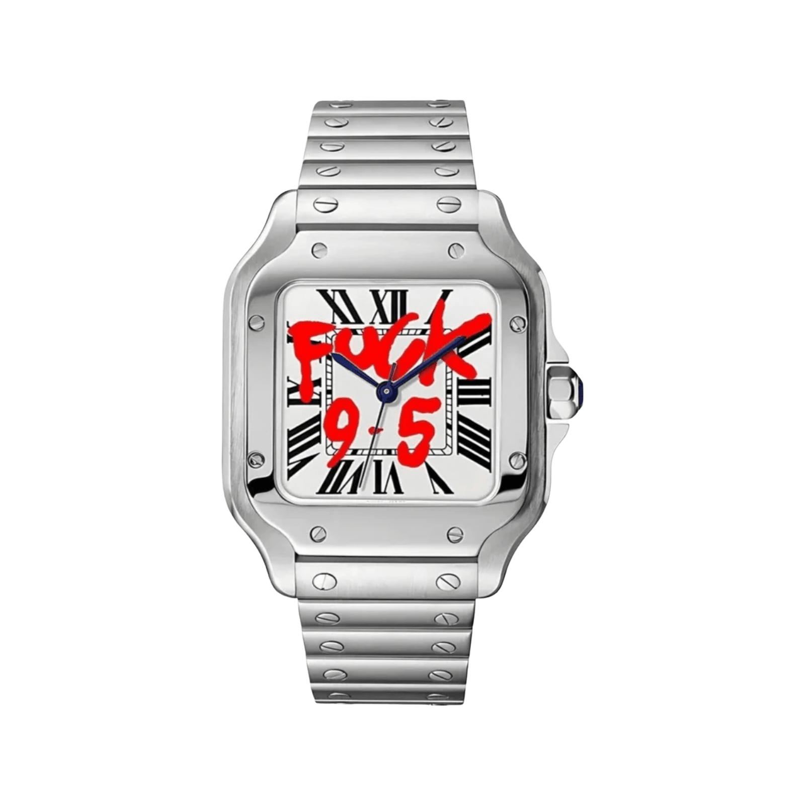 Santos (Office White) Seiko NH35 automatic mod watch. A white dial watch with a smooth bezel and a steel bracelet, shown in a full product shot.