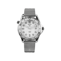 Seamaster (White) Seiko NH35 automatic mod watch. A white dial watch with a rotating dive bezel and a mesh bracelet, shown in a full product shot.