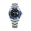 Submariner (Black Blue) Seiko NH35 automatic mod watch. A black dial watch with a rotating dive bezel and a steel bracelet, shown in a full product shot.