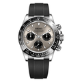 Daytona (Ghost) Seiko VK63 meca-quartz chronograph mod watch. A grey dial watch with a tachymeter bezel and a rubber strap, shown in a full product shot.